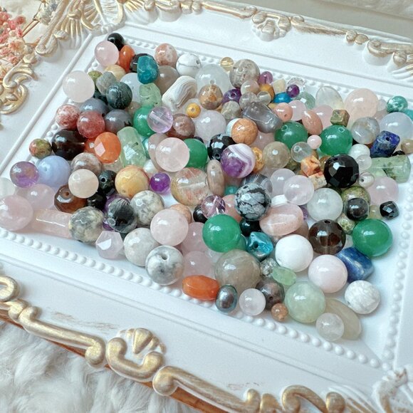 200+ Pieces Mixed 4~12mm Semi-Precious Stones Assorted Loose Beads Mix - Picture 9 of 11